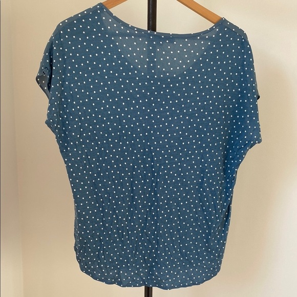 LOFT Blue Cap Sleeve Blouse with Relaxed Fit - Picture 2 of 2
